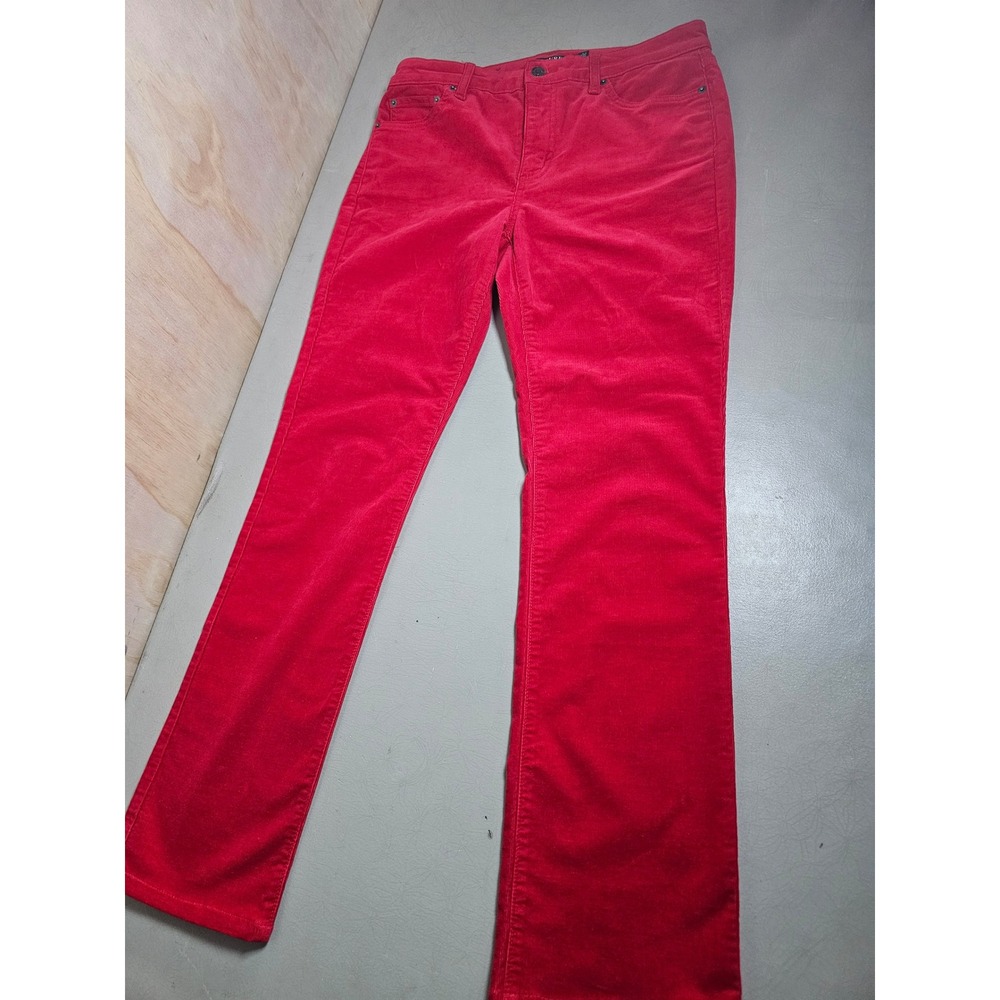 Lauren Ralph Lauren Red Corduroy Straight Leg Pants Womens Size 8 Stretch - Picture 7 of 16